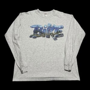 2000s Anvil Bike Mountain Forest Nature Spell Out Long Sleeve Shirt Men's Large